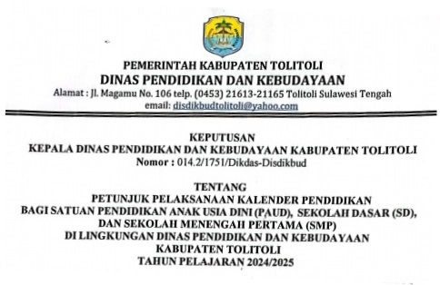 Kalender Pendidikan TK PAUD SD SMP Kabupaten Tolitoli Tahun Pelajaran 2024/2025 Kalender Pendidikan TK PAUD SD SMP Kabupaten Tolitoli Tahun Pelajaran 2024/2025